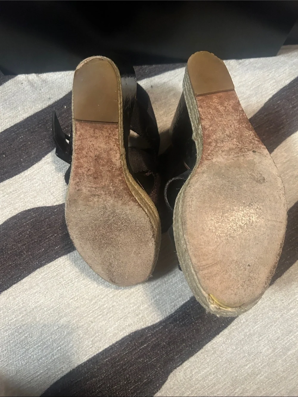 Coach Black Strappy Espadrille Wedge Sandals